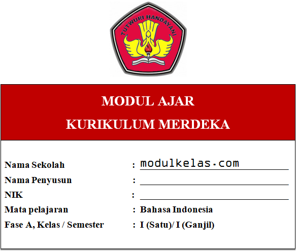 Modul Ajar Bahasa Indonesia Kelas 1 Fase A Kurikulum Merdeka