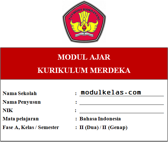 Modul Ajar Bahasa Indonesia Kelas 2 Fase A Kurikulum Merdeka