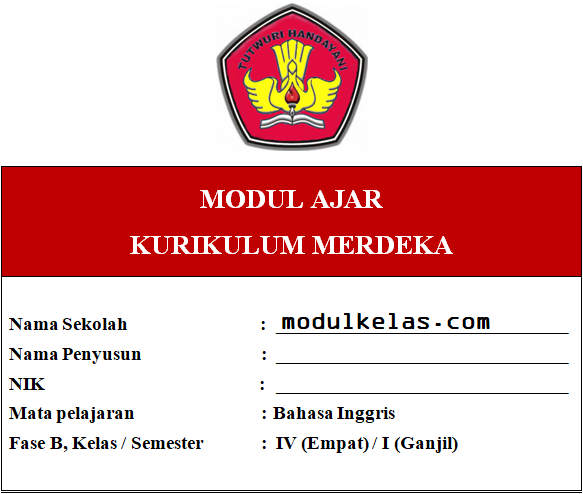 Modul Ajar Bahasa Inggris Kelas 4 Fase B Kurikulum Merdeka