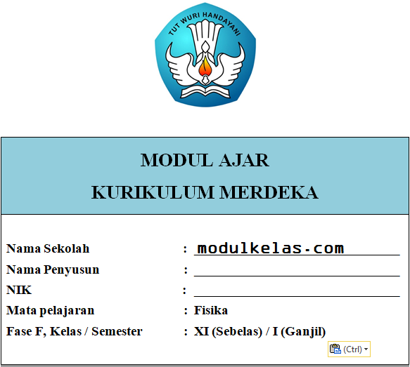Modul Ajar Fisika Kelas 11 SMA/MA Fase F Kurikulum Merdeka