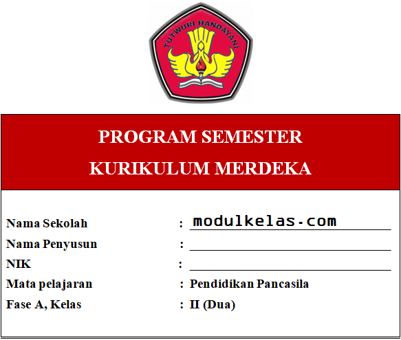 Prosem Pendidikan Pancasila Kelas 2 Fase A Kurikulum Merdeka