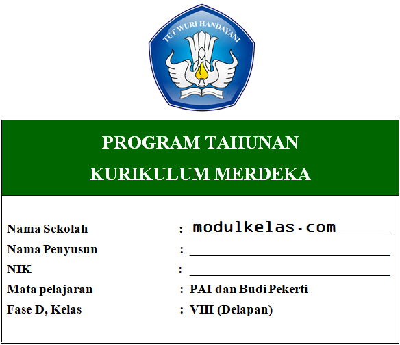 Program Tahunan PAI dan Budi Pekerti Kelas 8 Kurikulum Merdeka