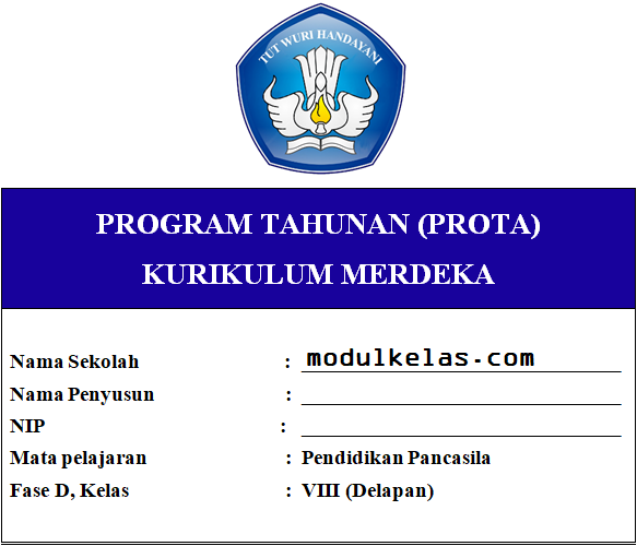 Prota Pendidikan Pancasila Kelas 8 Fase D Kurikulum Merdeka