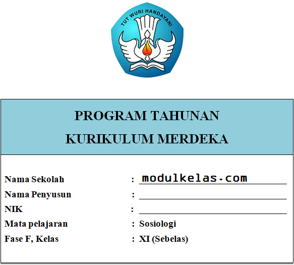 Program Tahunan (Prota) Sosiologi Kelas 11 Fase F Kurikulum Merdeka