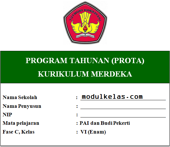 Prota PAI dan Budi Pekerti Kelas 6 Fase C Kurikulum Merdeka
