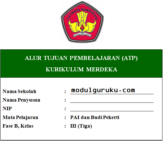 ATP PAI dan Budi Pekerti Kelas 3 SD Fase B Kurikulum Merdeka