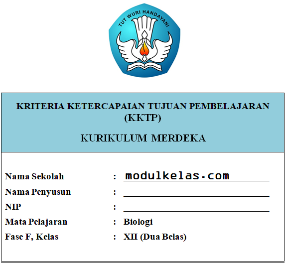 KKTP Biologi Kelas 12 SMA/MA Fase F Kurikulum Merdeka