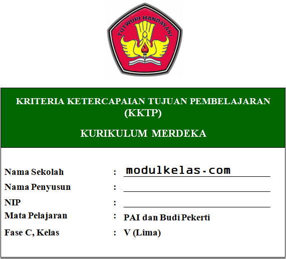KKTP PAI dan Budi Pekerti Kelas 5 Fase C Kurikulum Merdeka