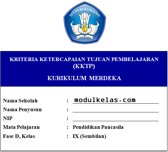 KKTP Pendidikan Pancasila Kelas 9 Fase D Kurikulum Merdeka
