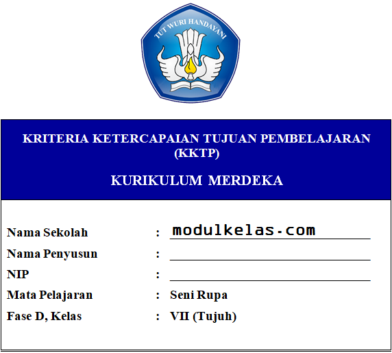 KKTP Seni Rupa Kelas 7 SMP/MTs Fase D Kurikulum Merdeka
