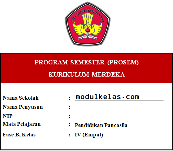 Prosem Pendidikan Pancasila Kelas 4 Fase B Kurikulum Merdeka