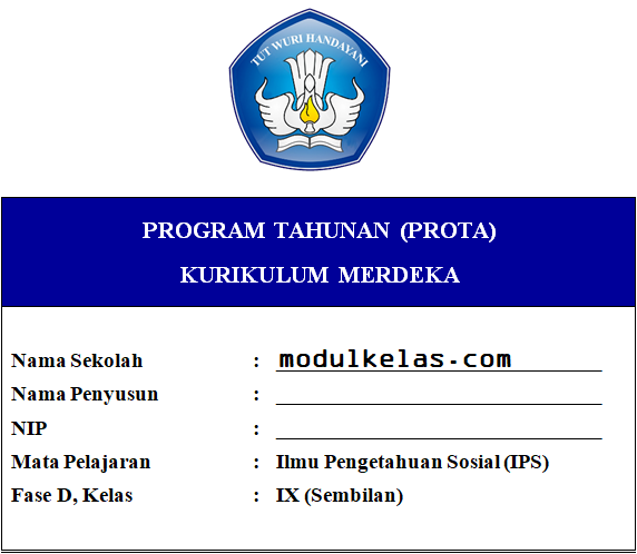 Program Tahunan (Prota) IPS Kelas 9 Fase D Kurikulum Merdeka