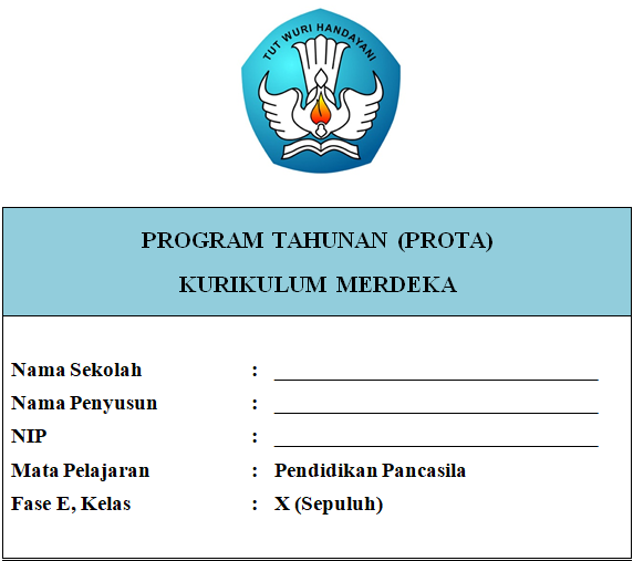 Prota Pendidikan Pancasila Kelas 10 Fase E Kurikulum Merdeka