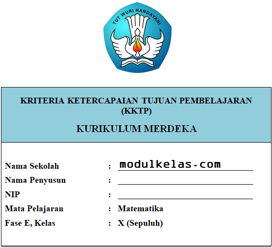 KKTP Matematika Kelas 10 SMA/MA Fase E Kurikulum Merdeka