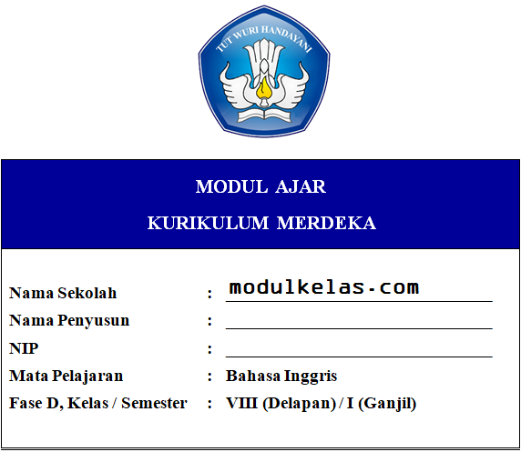 Modul Ajar Kurikulum Merdeka Bahasa Inggris Kelas 8 Fase D