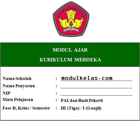 Modul Ajar Kurikulum Merdeka PAI dan Budi Pekerti Kelas 3