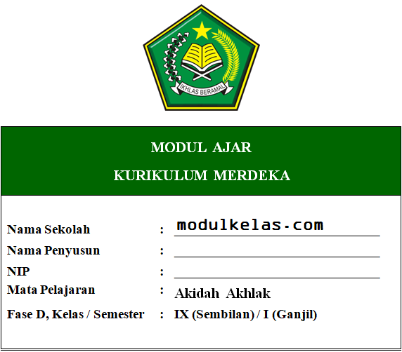 Modul Ajar Kurikulum Merdeka Akidah Akhlak Kelas 9 Fase D