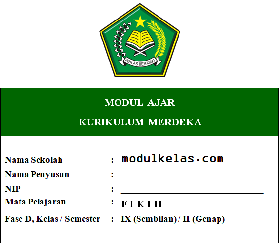 Modul Ajar Kurikulum Merdeka Fikih Kelas 9 MTs Fase D