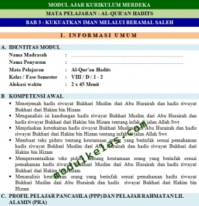 Modul Ajar Al-Qur’an Hadis Kelas 8 Kurikulum Merdeka
