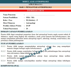 Modul Ajar Kurikulum Merdeka Antropologi Kelas 11 SMA Fase F