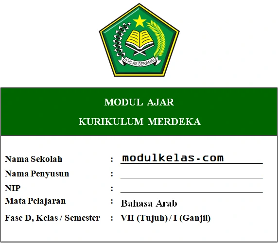 Modul Ajar Bahasa Arab Kelas 7 Kurikulum Merdeka Semua Bab
