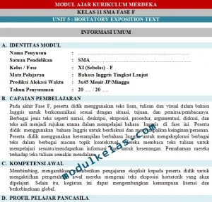 Modul Ajar Kurikulum Merdeka Bahasa Inggris Tingkat Lanjut Kelas 11 Fase F
