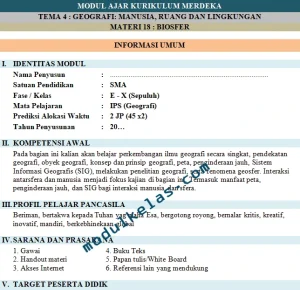Modul Ajar Kurikulum Merdeka Geografi Kelas 10 SMA Fase E