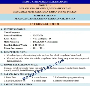 Modul Ajar Prakarya Kerajinan Kelas 8 Fase D Kurikulum Merdeka