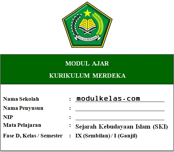 Modul Ajar Kurikulum Merdeka SKI Kelas 9 MTs Fase D