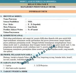 Modul Ajar Kurikulum Merdeka Seni Musik Kelas 10 SMA Fase E