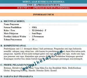 Modul Ajar Kurikulum Merdeka Seni Rupa Kelas 11 SMA Fase F
