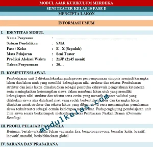 Modul Ajar Seni Teater Kelas 10 Fase E Kurikulum Merdeka