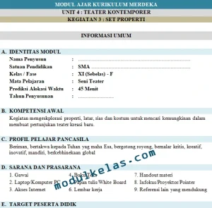 Modul Ajar Seni Teater Kelas 11 Fase F Kurikulum Merdeka