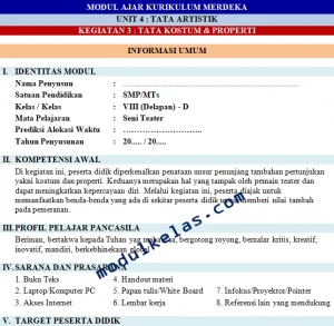 Modul Ajar Kurikulum Merdeka Seni Teater Kelas 8 SMP Fase D