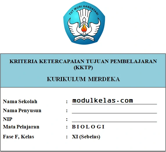 KKTP Biologi Kelas 11 SMA/MA Fase F Kurikulum Merdeka