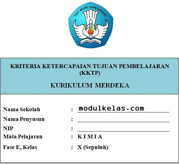 KKTP Kimia Kelas 10 SMA/MA Fase E Kurikulum Merdeka