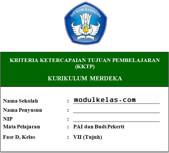 KKTP PAI dan Budi Pekerti Kelas 7 Fase D Kurikulum Merdeka