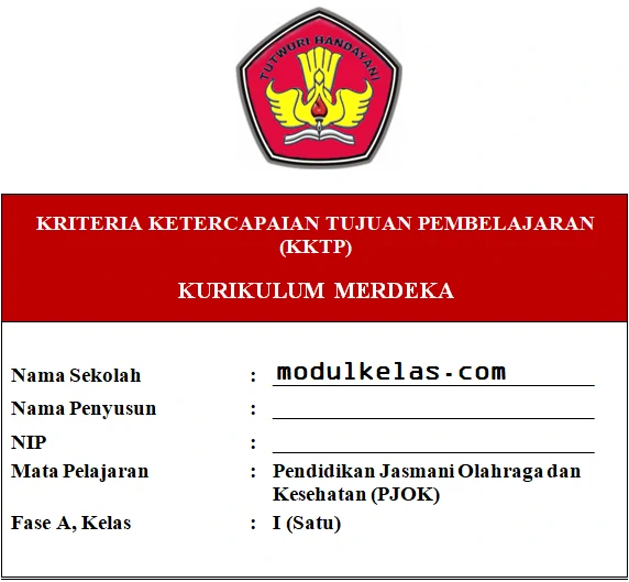 KKTP PJOK Kelas 1 SD/MI Fase A Kurikulum Merdeka