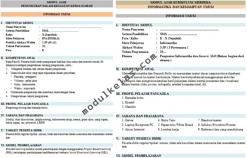 Modul ajar kelas 10 SMA fase E kurikulum merdeka