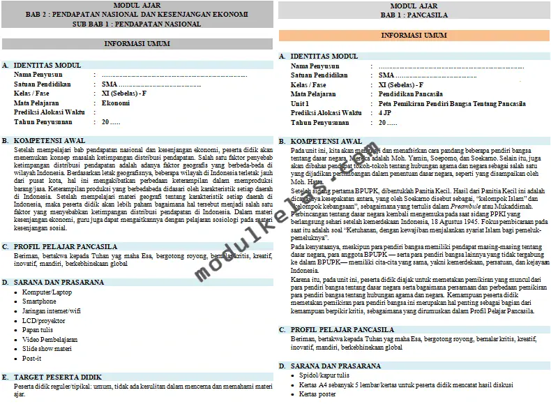 Modul ajar kelas 11 SMA fase F kurikulum merdeka