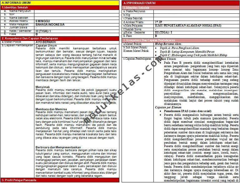 Modul ajar kelas 3 SD fase B kurikulum merdeka