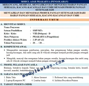 Modul Ajar Prakarya Pengolahan Kelas 8 Fase D Kurikulum Merdeka