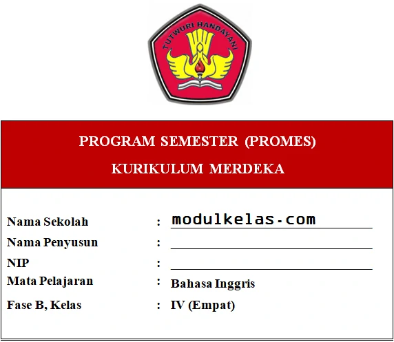 Promes Bahasa Inggris Kelas 4 Fase B Kurikulum Merdeka