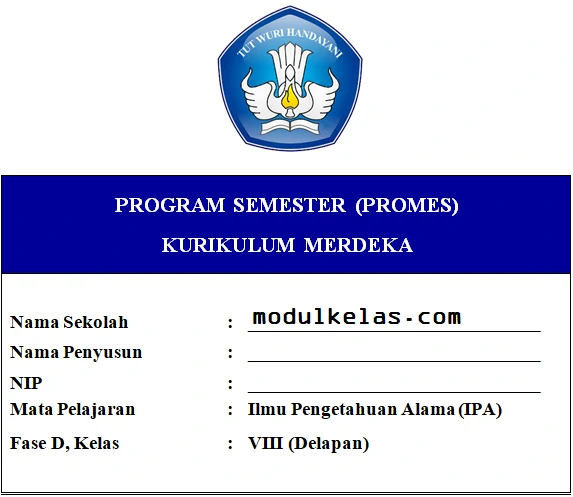 Promes IPA Kelas 8 SMP/MTs Fase D Kurikulum Merdeka