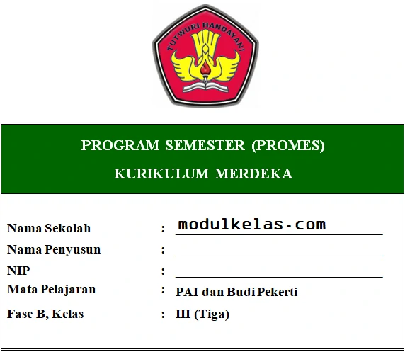 Promes PAI dan Budi Pekerti Kelas 3 Fase B Kurikulum Merdeka