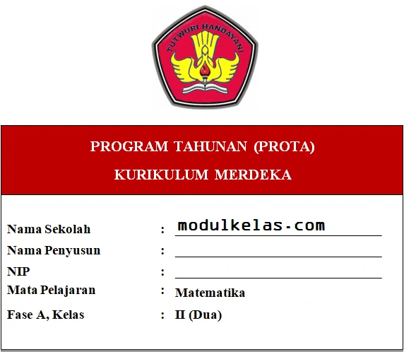 Prota Matematika Kelas 2 SD/MI Fase A Kurikulum Merdeka