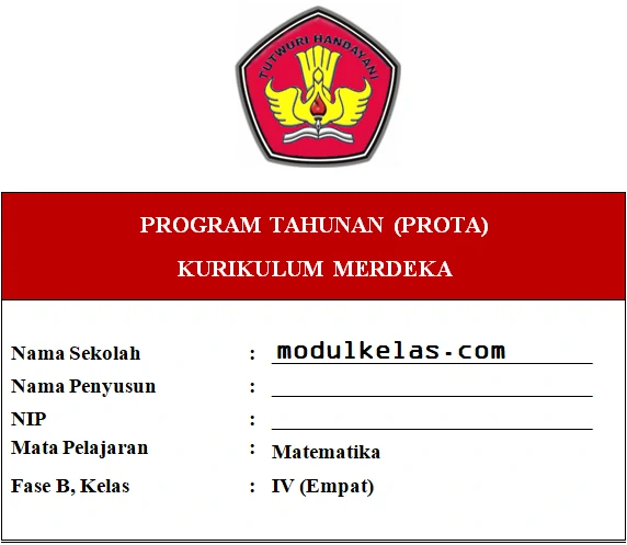 Prota Matematika Kelas 4 SD/MI Fase B Kurikulum Merdeka