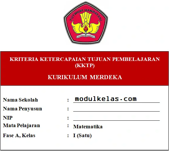 KKTP Matematika Kelas 1 SD/MI Fase A Kurikulum Merdeka