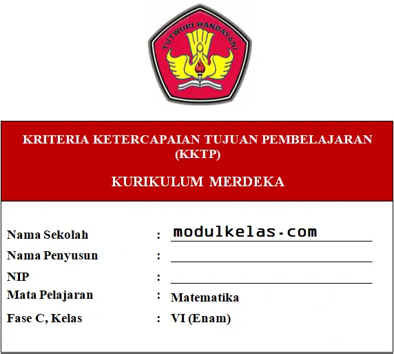 KKTP Matematika Kelas 6 SD/MI Fase C Kurikulum Merdeka