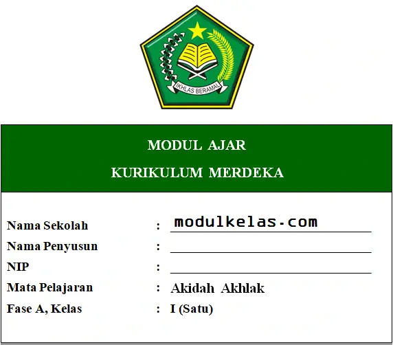Modul Ajar Akidah Akhlak Kelas 1 MI Kurikulum Merdeka